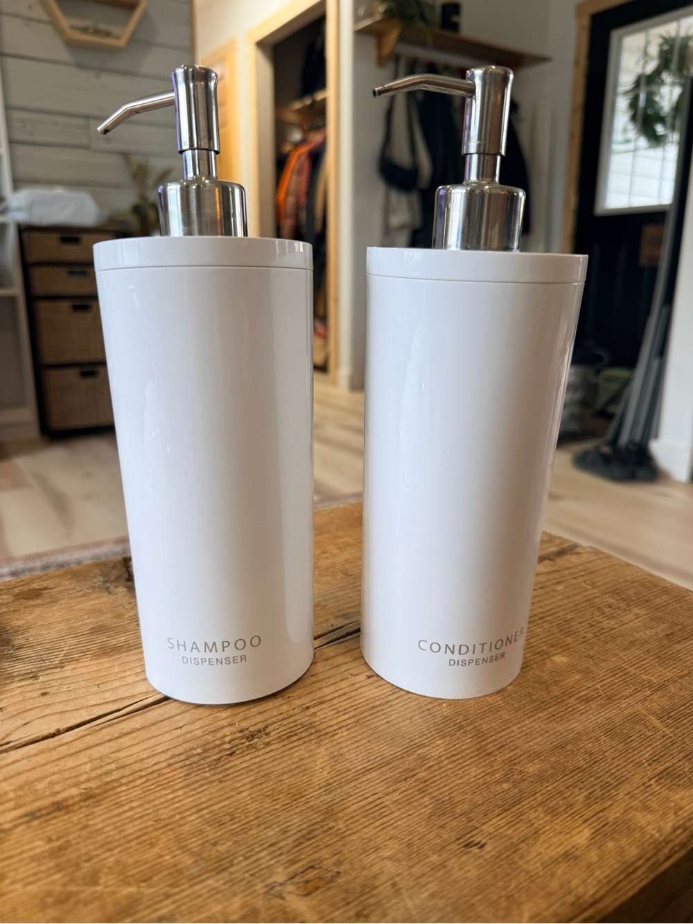 Yamazaki White Shampoo/Conditioner Dispenser Bottles